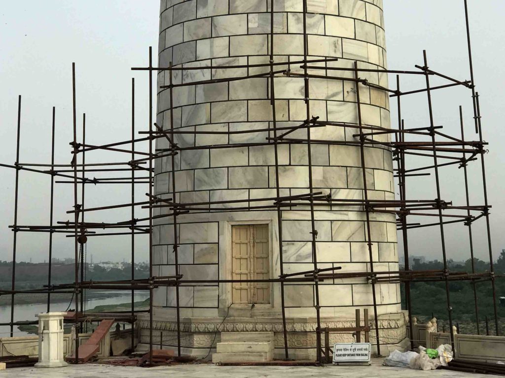 Scaffolding at Minaret of Taj Mahal 